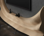 Parametric Shelf Unit Wavy Wooden Tv Unit Design - Image 4