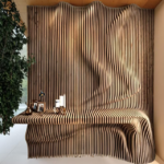 Parametric wooden wall 3D panel art with shelf - Image 2