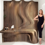 Parametric wooden wall 3D panel art with shelf - Image 3
