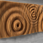 Modern CNC Carved Wood Panel Parametric Wall Art Wood Hanging Decoration Large Engraved Japanese Wall Art Wooden Decor for Home